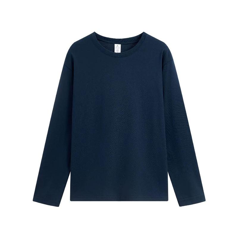 Modisches 220g Herren Premium Marke Einfarbig Langarm T-Shirt Lockere Passform für beide Geschlechter Luxuriös Entspannte Passform Vielseitige Basisschicht Kapuzenpullover