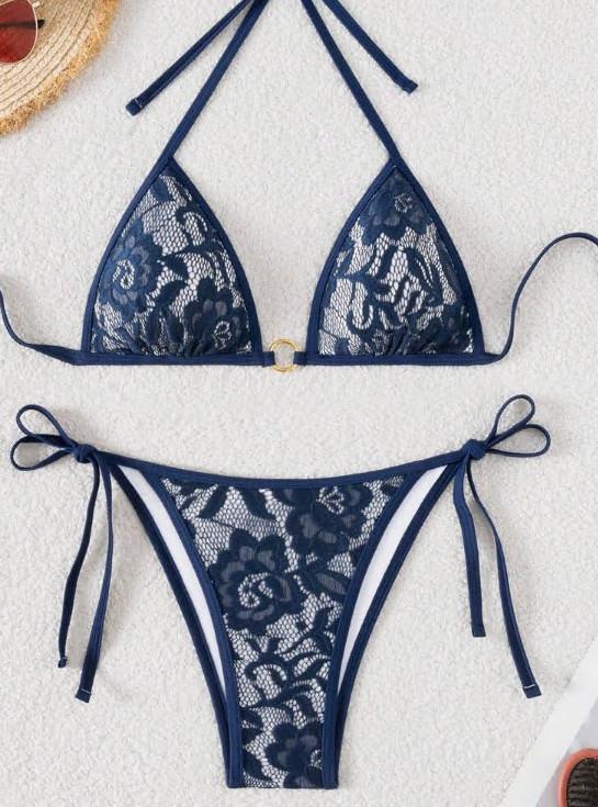 1011 new European and American swimsuit female sexy slim backless strap lace triangle bag bikini bikini