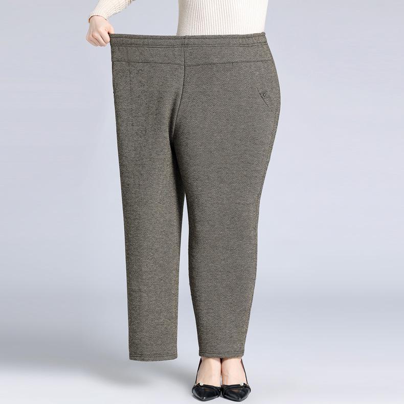 Mom's New Style Plus Size Spring & Autumn Loose Pants for Middle-aged & Elderly Women - Thick Velvet for Fall & Winter