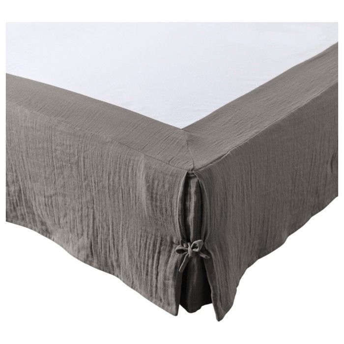 Cache sommier gaze de coton 180 x 200 cm Gaia Granit