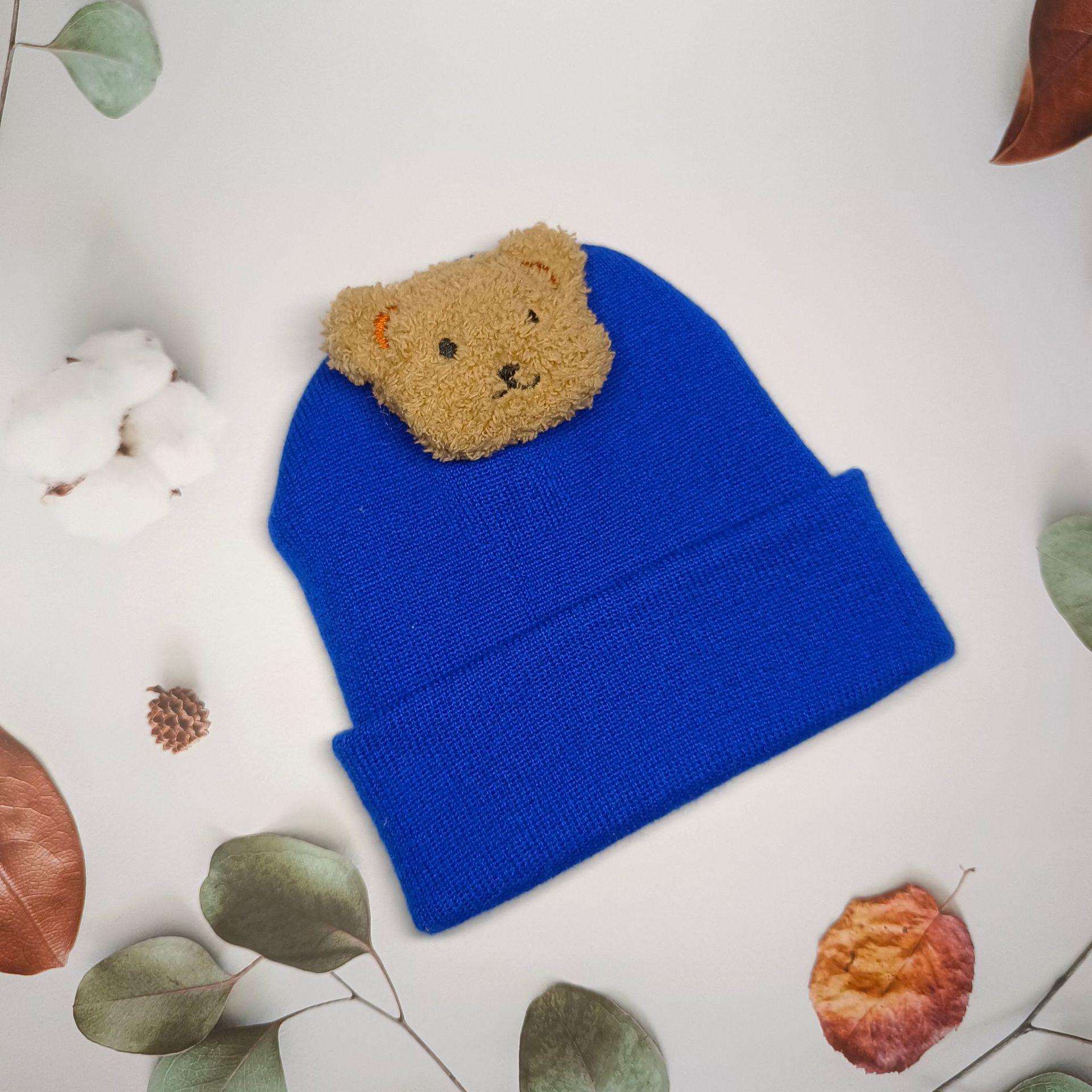 

Korean Baby Wool Hat for Autumn/Winter - Cute Bear Design, Ear Protection, Warm Knit for Young Children, Trendy. One Size