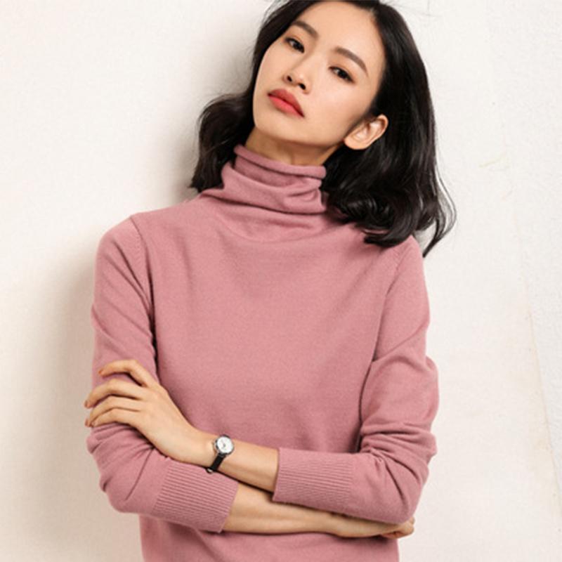 Podzim Zimní Svetr Rolák Slim Fit Basic Pulovry Móda Korejské Pletené Topy Spodní části Dámské Svetry Strečové Svetry