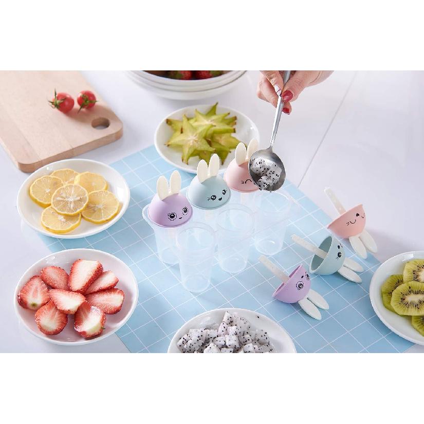Set of 6 Popsicle Molds Ice Pop Makers Ice Pop Molds Ice Bar Maker Plastic Popsicle Mold Kids Ice Cream Tray Holder
