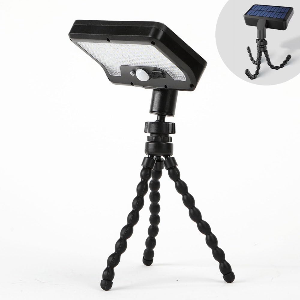 Solar-Powered Outdoor Light, Waterproof, Motion Sensor, Tripod Included, 92 LEDs, Adjustable Angle, 3 Intelligent Modes, Zero Electricity Cost,
