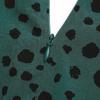 Green Leopard Print Chic Women Dress High Waist Long Sleeve V Neck Long Dress
