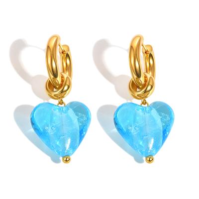 Stainless Steel Heart Earrings, Pink/Blue/Red Lightweight Love Heart Drop Earrings, Charm Fashion Jewelry Gift for Women Girl