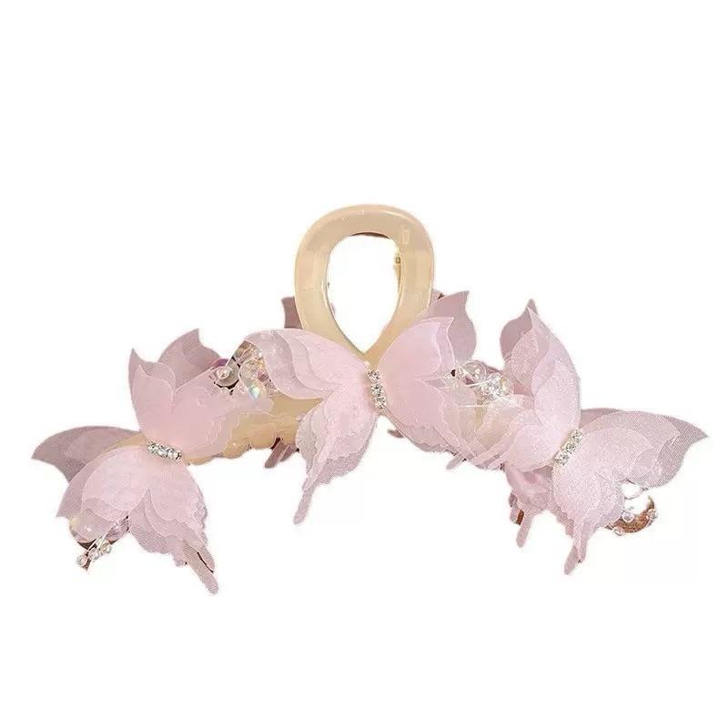 Dames Mesh Vlinder Super Fee Haaientand Haarklem, Achterkant Hoofd Haarklem, Elegant En Romantisch Haaraccessoire