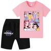 WA1238 Kids Boys Girls Kpop Rumi Zoey Mira Print Short Sleeves T-shirt Shorts Pants Sets
