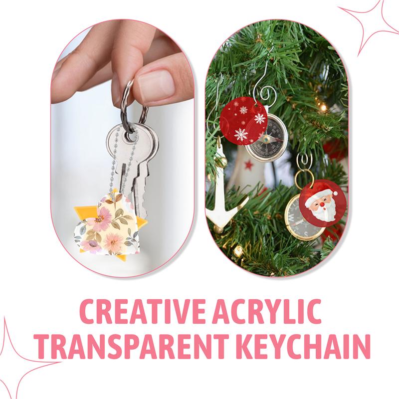 ABWR-100Pcs Acrylic Keychain Blanks Decoration Crafts Round Heart-Shaped Acrylic Blanks Keychain For DIY Keychain And Tags