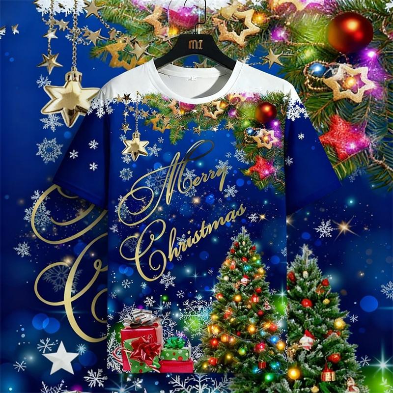 Marry Christmas Men T Shirt 3D Print Short Sleeve Fun Xmas Graphic Tee Shirt For Men Women Holiday Party 2026 New Holiday Gift