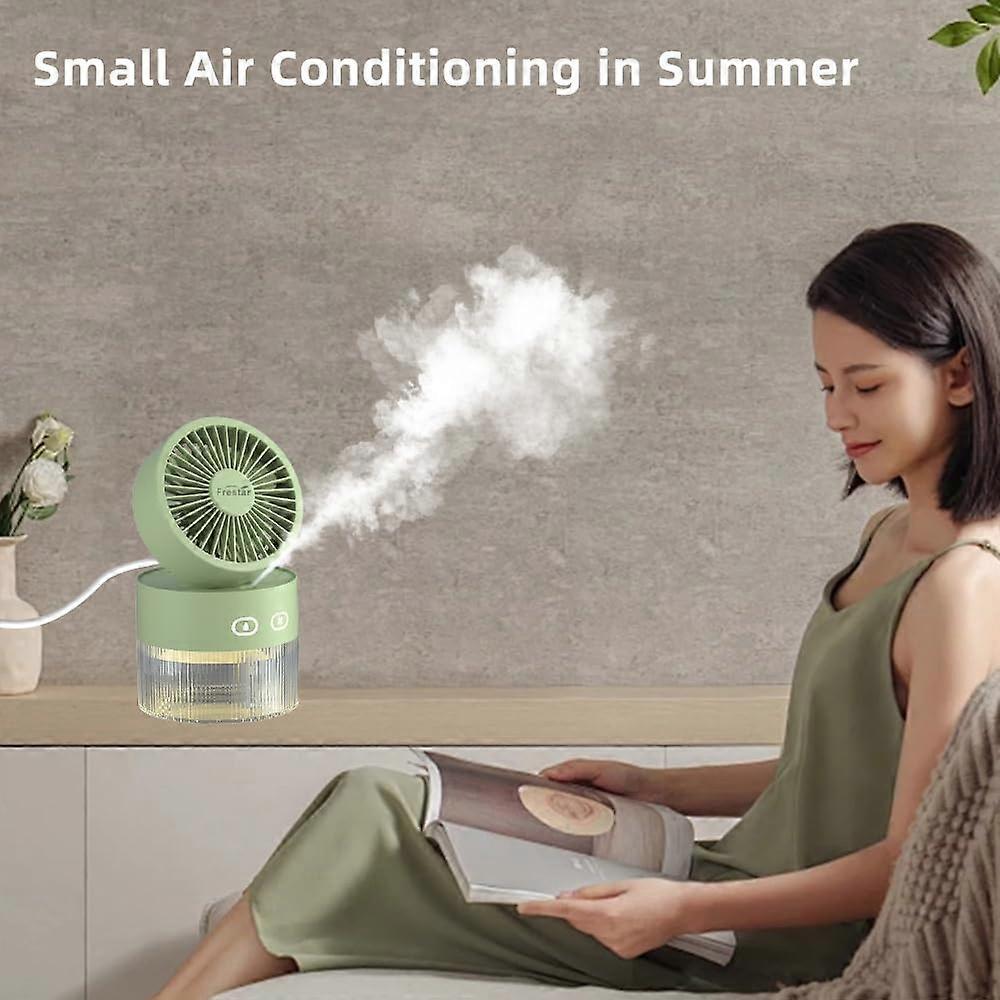 LED Humidifier Cooling Fan, Small Desktop Air Cooler Personal Humidifier Fan for Office Bedroom
