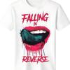 Unisexs Heavyweight 100 Cotton Falling In Reverse TShirt Black With Bold Red Pink Lips Graphic