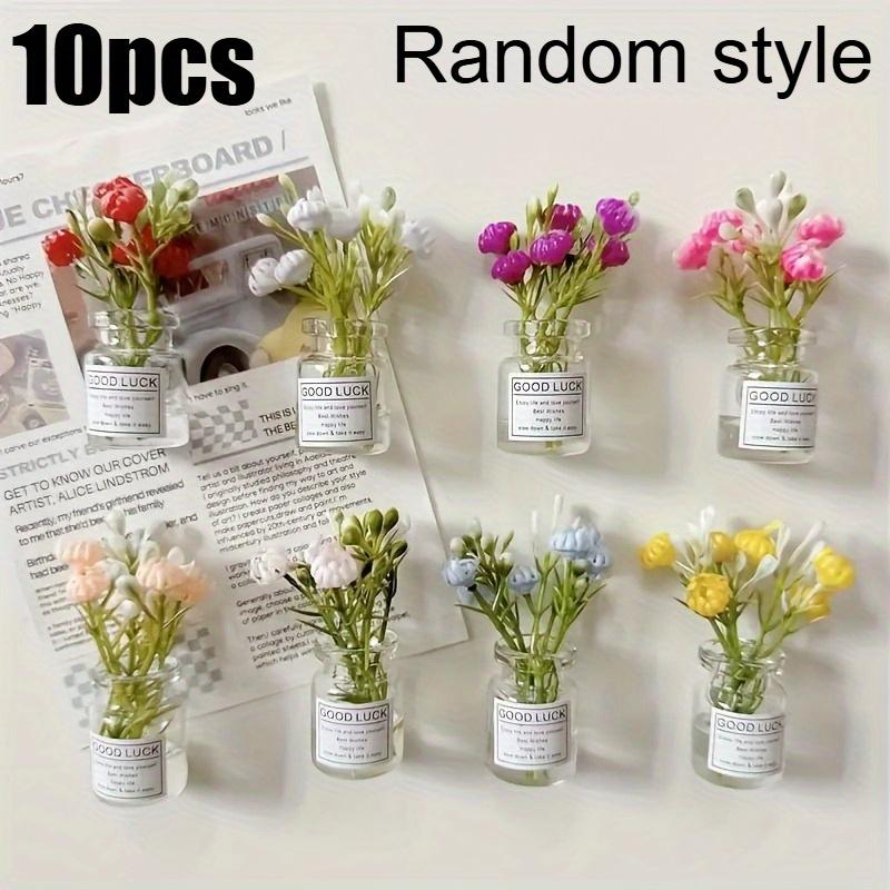 10Pcs Miniature Dollhouse Plant Flowers, 1:12 Tiny Small Glow In The Dark Glass Vase Flowers Plant House Decor, Faux Flower Model Dollhouse Decoration