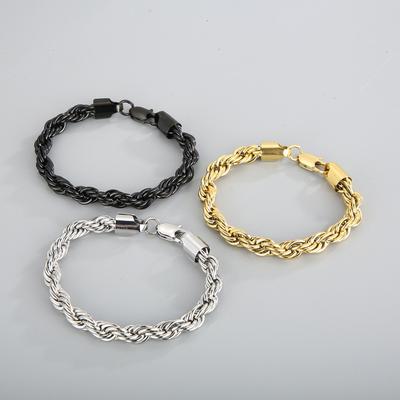 Fashionable and Simple Men's Japanese Buckle Twist Chain Twisted Rope Chain Bracelet