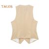 Women's Vest Top V Neck Single Breasted Sleeveless Coat Casual Waistcoat with Pockets Ladies Dressy Vest Jacket