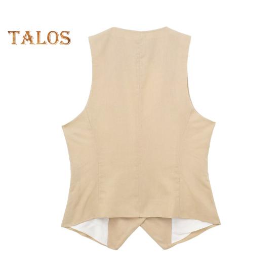 Women's Vest Top V Neck Single Breasted Sleeveless Coat Casual Waistcoat with Pockets Ladies Dressy Vest Jacket