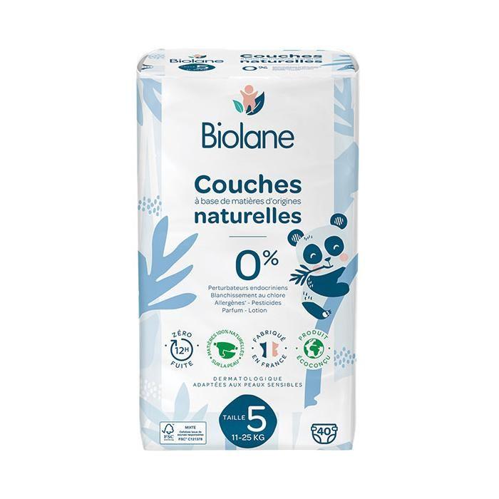 Biolane - Couches Naturelles Taille 5 - 12H -zéro Fuite - 40 Unités