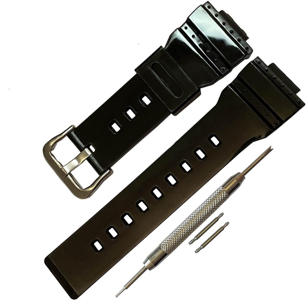 Waterproof Natural Resin Replacement Watch Band for Casio Women's BABY-G BA-110/111/112/120 BA-125 (Black)