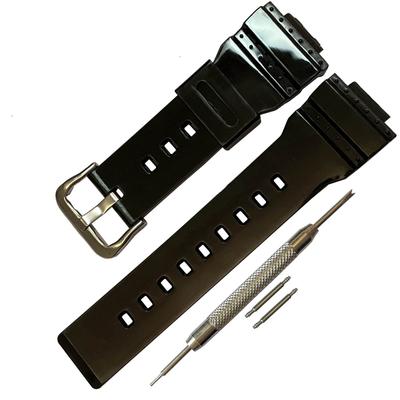 Waterproof Natural Resin Replacement Watch Band for Casio Women's BABY-G BA-110/111/112/120 BA-125 (Black)
