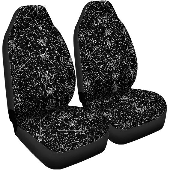 Bulopur Halloween Spider Web Print Front Seat Cover Sets 2 Pack, Car Universal Accessories Interior Decor for Men, Auto Front Seat Covers