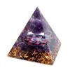 [GOLD STONE] Orgonite Pyramid, Natural Stone Pebbles, Amethyst, Round Bead, Approx. 5cm Wide, Ornament, Power Stone