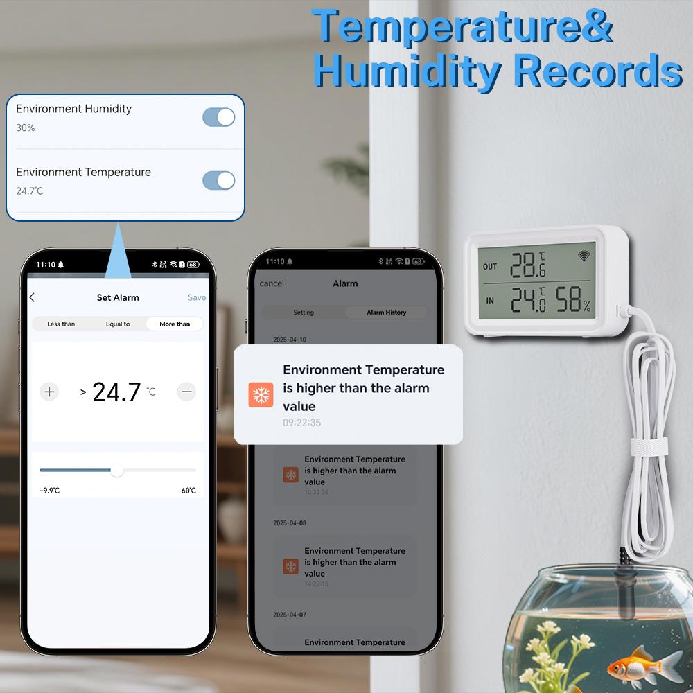 Tuya Zigbee WiFi Temperature Humidity Sensor Digital LCD Meter Hogar Inteligente Work with Smart Life Alexa with External Probe