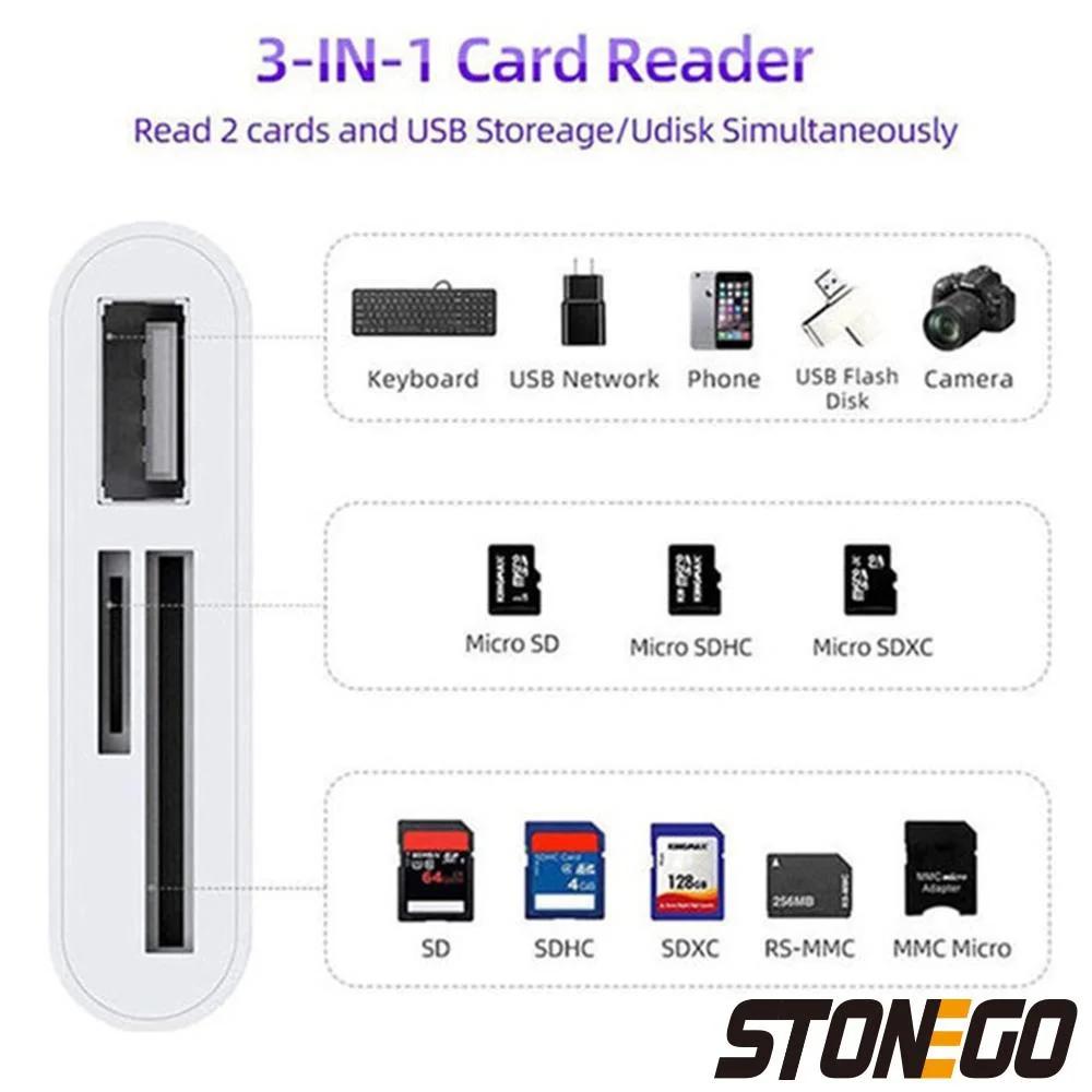 3-in-1 SD TF Card Reader Adapter USB 2.0 3.0 for MacBook Pro Laptop PC Camera Mobile Phones