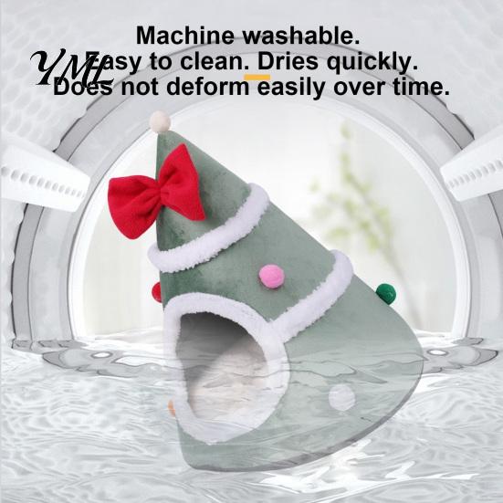 Warm Sleeping Bed for Cats Christmas Tree Cat Bed, Plush Cave with Removable Cushion, Non-slip Cute Pet Bottom, Cozy House Indoor Kittens Winter