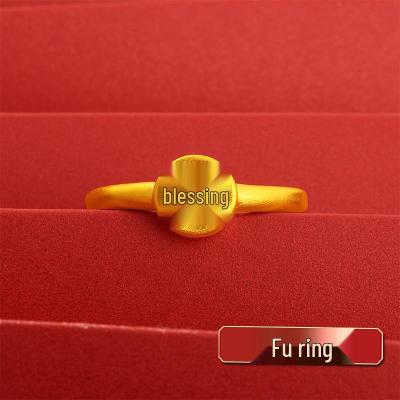 Gold Plated Peony Bow Ring for Women - Matte Brass Band Jewelry