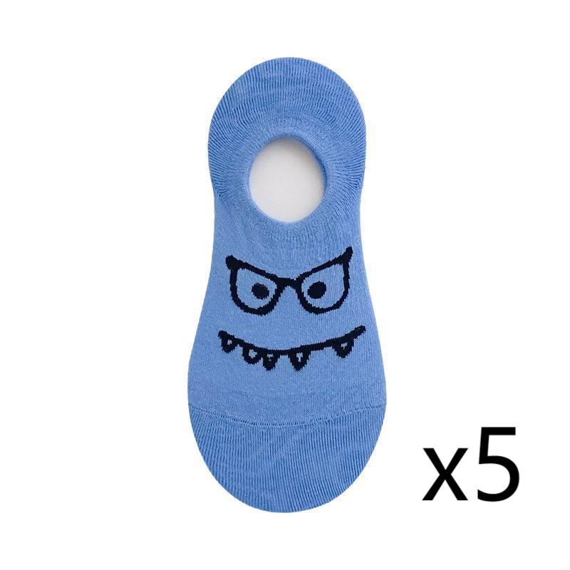 

5 пар носков-лодочек с рисунком из мультфильмов, женские носки, летние тонкие невидимые носки с мелким горлом, милые короткие японские носки one-size