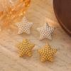 Light Luxury Personalized Minimalist Design Japanese Korean Styles Genuine Gold Plated Star Studded Explosive Earrings
