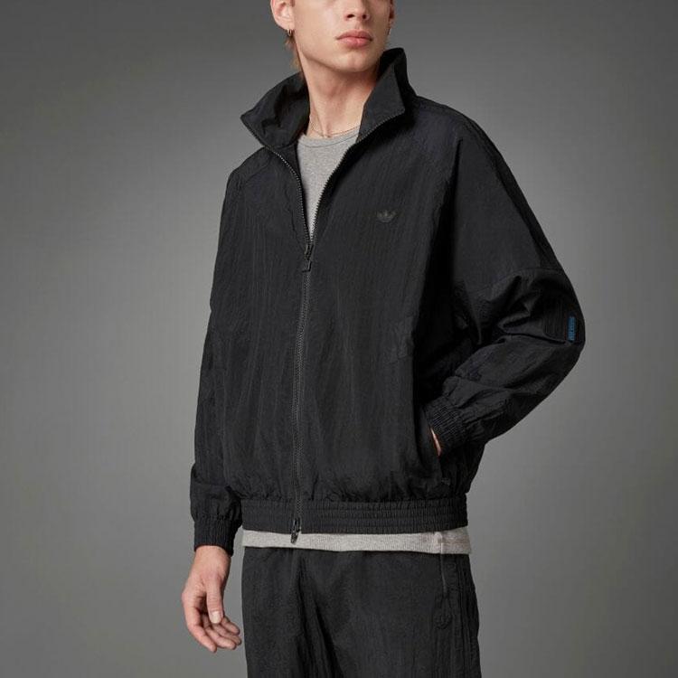 Adidas Originals Logo Color Block Stand Collar Zip Up Long Sleeve Sports Jacket Men Jacket Blue Black HD2241