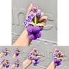 Handmade Crochet Grape Keychain Charm In Half-ripe And Fully-ripe Purple Yarn