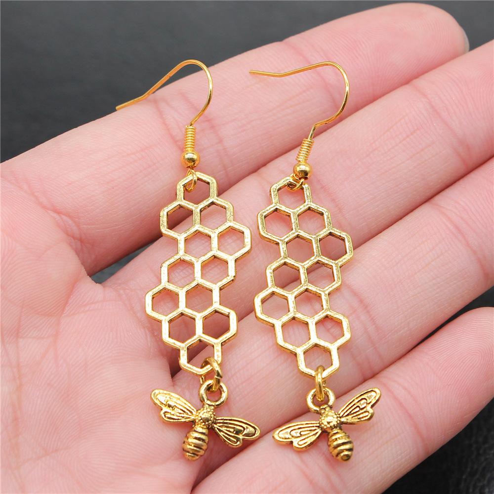 27 Styles Honey Bee Honeycomb Earrings Fashion Temperament Versatile Small Earrings Elegant Ladies Jewelry