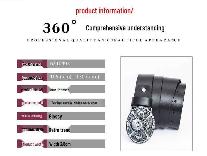 Men's Trendy Casual Cowhide Leather Belt with Alloy Smooth Buckle