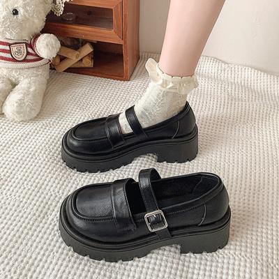 Fashion College Style Retro Small Leather Shoes Women Platform Lolita Shoes Woman Classic Round Toe Mary Jane Shoes Chunky Loafers