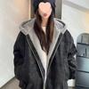 Unisex American Style Shearling Lined Snow Leopard Winter Jacket with Hood