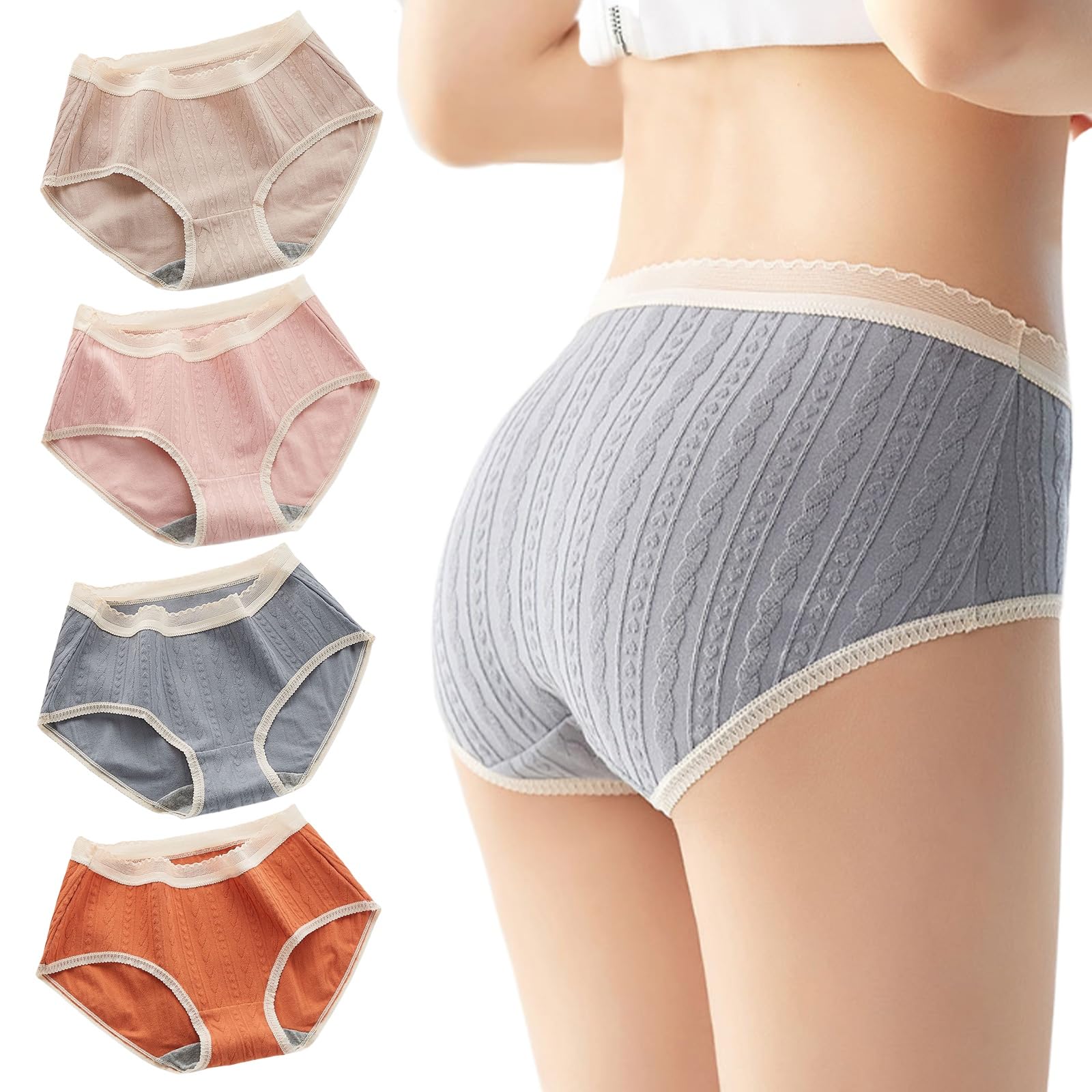 

Senteria Set of Cotton Solid Stylish and Antibacterial and Breathable and Gentle on the Seamless Women s 4-Piece Panties, Color, Cute, Odor-Resistant,