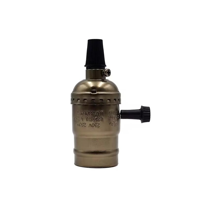 DIY Vintage E27 Lamp Base Copper holder With Switch Edison Vintage Lighting Screw Socket Antique Aluminum Lamp Holder Fixture