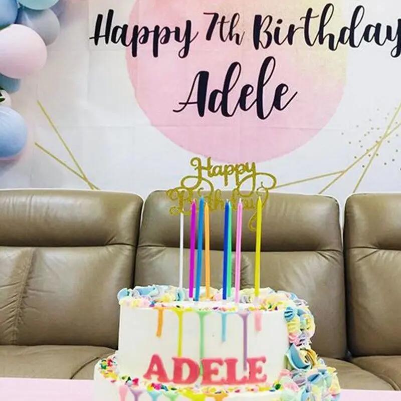 1Set Long Rainbow Cake Candles Birthday Candles Long Thin Candles In Holders for Birthday Wedding Party Cake Decorations