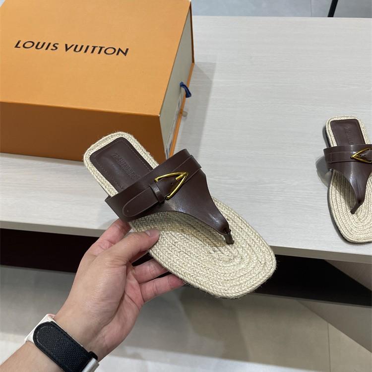 Fashion Rubber Flip Flops Shoes Slippers Flat Low Slides Hawaiian Genuine Leather Rome Fabric PU TPR Hoof Heels Rubber Flip Flops Low Wo