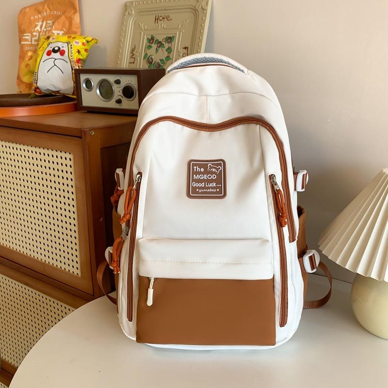 School Bag Male College Students Contrasting Color Splicing Couple Backpack 2025 New Multi-layer Primary and Secondary School Students Backpack