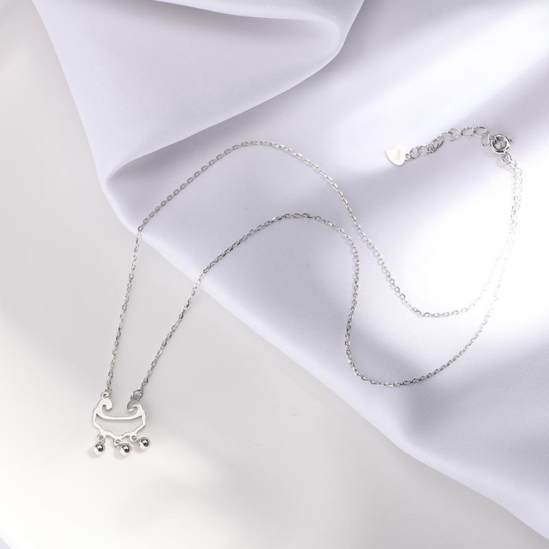 Concentric Long Life Lock Necklace for Women Korean Short Sweater Pendant Collarbone Chain