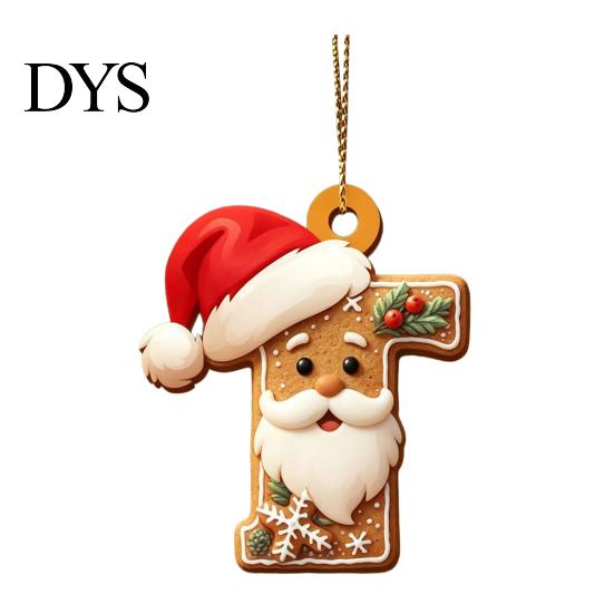 Reusable Acrylic Snowflake Berry Ornaments 2D Flat Christmas Ornaments, Gingerbread Letter Pendant with Santa Claus, Decorative Cookie Initial