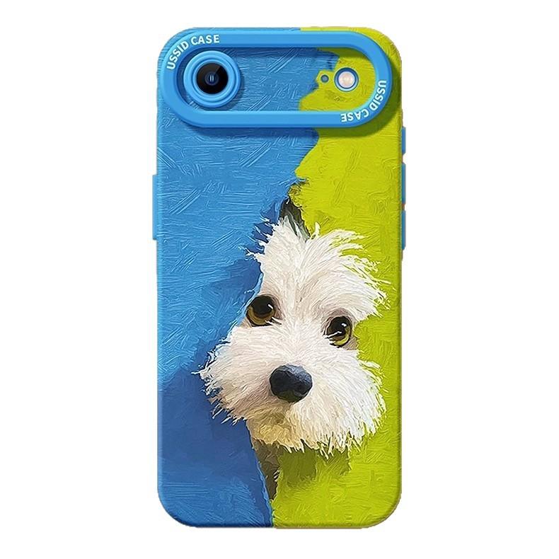 

Plush Puppy Green Suitable for Apple 17 Promax Cute for Iphone 16 Cartoon 15 Hanging Chain 13 Sets of Soft Mobile Phone Case For iphone 17