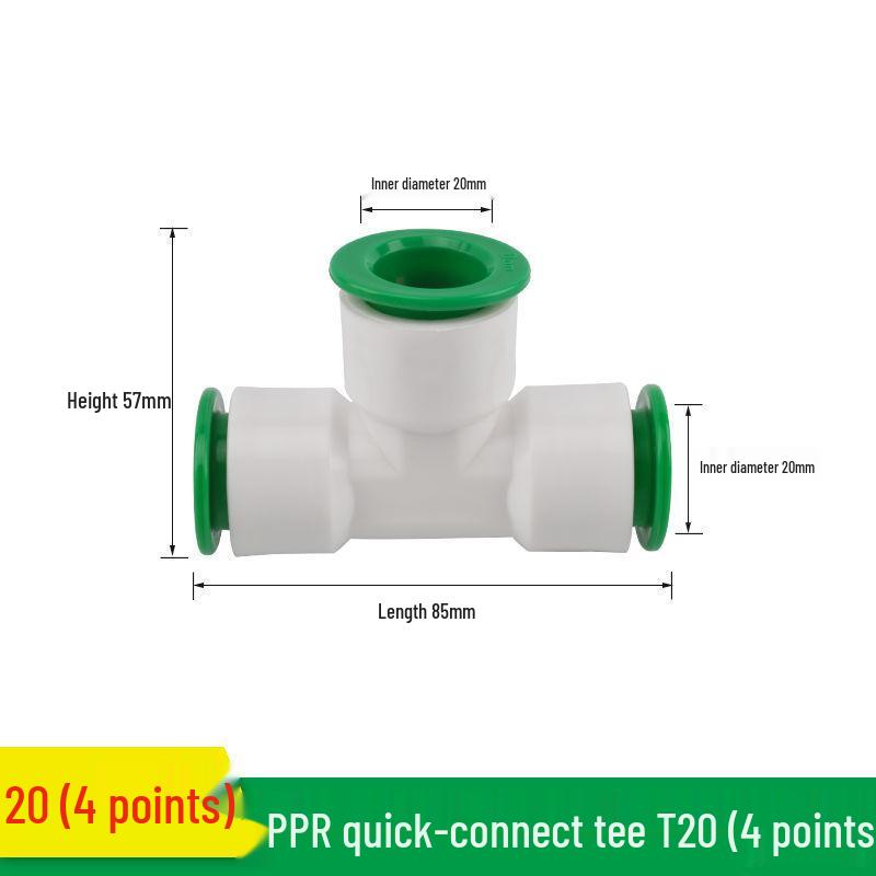 Quick Connect PPR Ball Valve PVC Elbow Tee, No Hot Melt, 4 Points/40 PE Water Pipe Fittings.