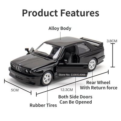 1:36 BMW M3 1987 Model Mașină din Aliaj Jucărie Diecast Anvelope de Cauciuc Vehicule cu Mecanism Pull-Back 2 Uși Deschise Mașini pentru Cadouri de Ziua de Naștere pentru Băieți