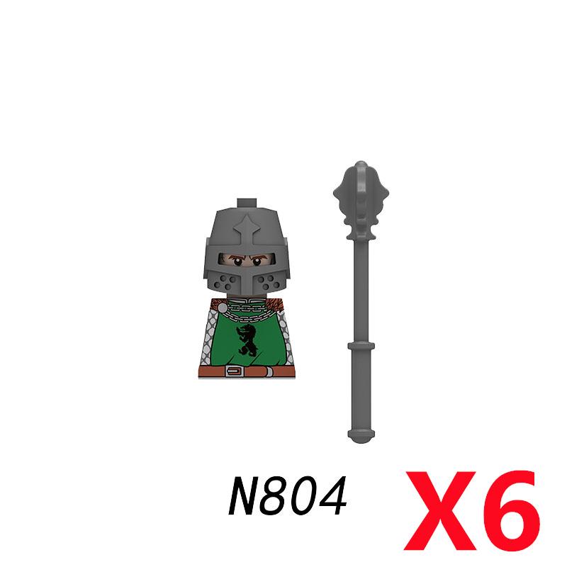 MOC Medieval Knight Castle Figures Building Blocks Weapon Wolf Swordsmen Guard Bow Arrow Shield Flags Warhorse Toys Gifts S002