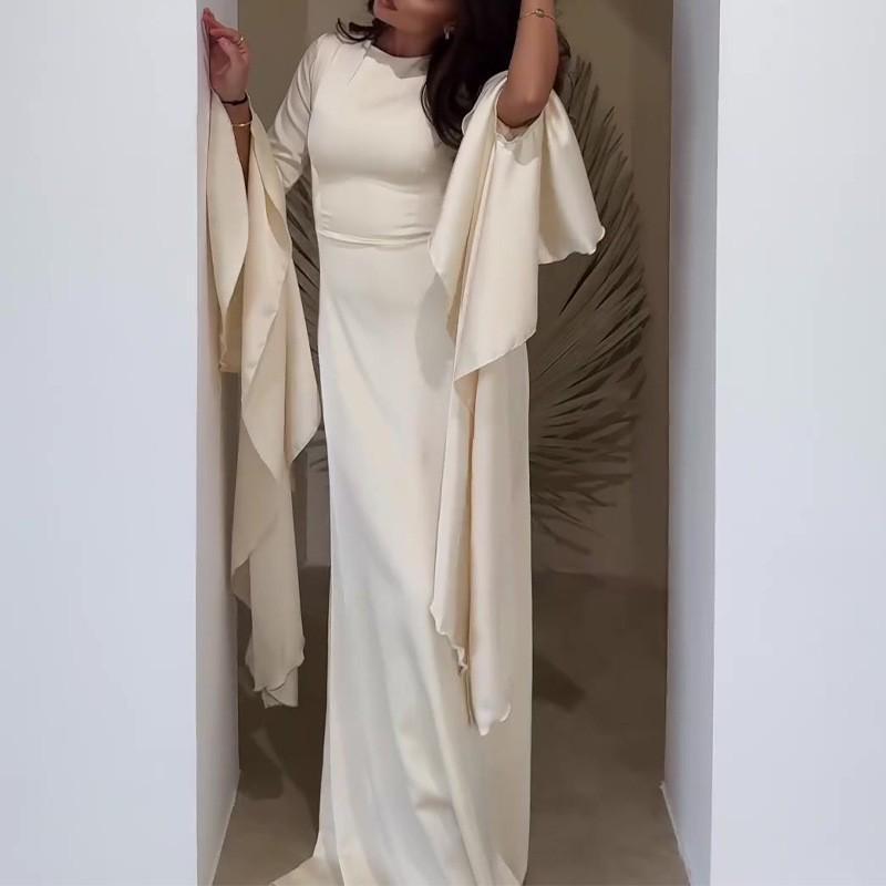 2024 Autumn/Winter Women's Flowing Sleeve Evening Dress with Big Swing Style