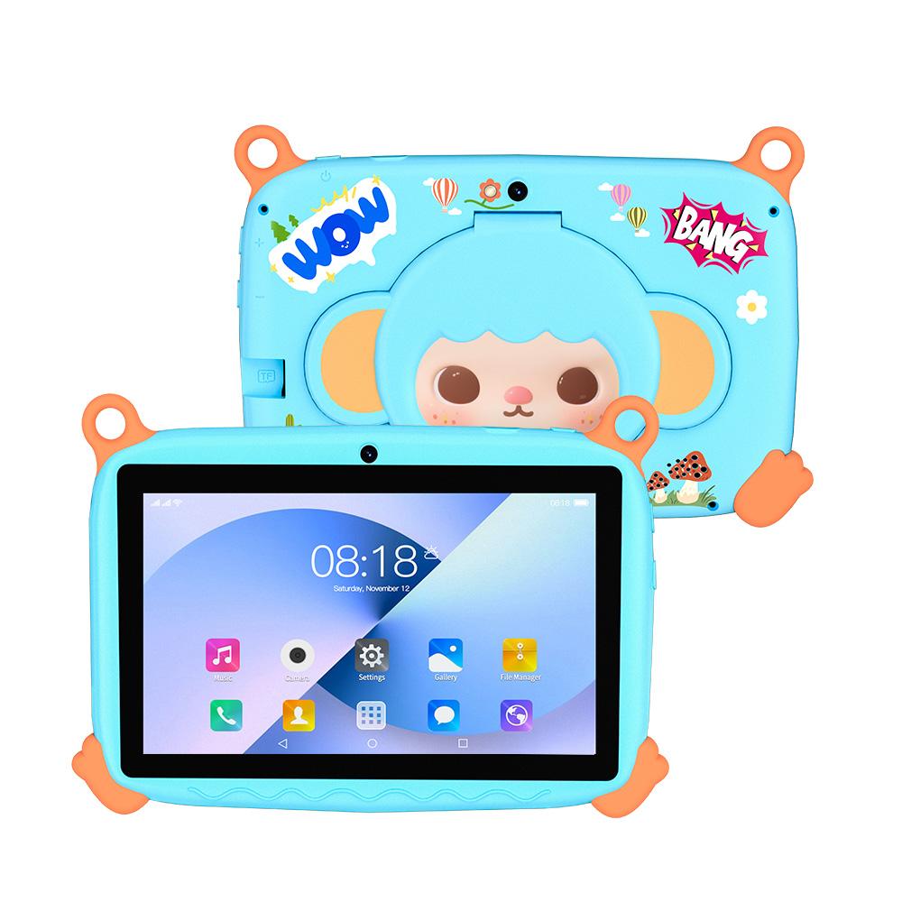 Kids 7 Inch Tablet with Cartoon Monkey Pattern 4GB RAM 64GB ROM Android 13 Google Certified Learning Education Games